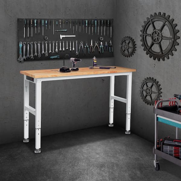 Frontier 60 in. W x 22 in. D Adjustable Height Wood Top Workbench