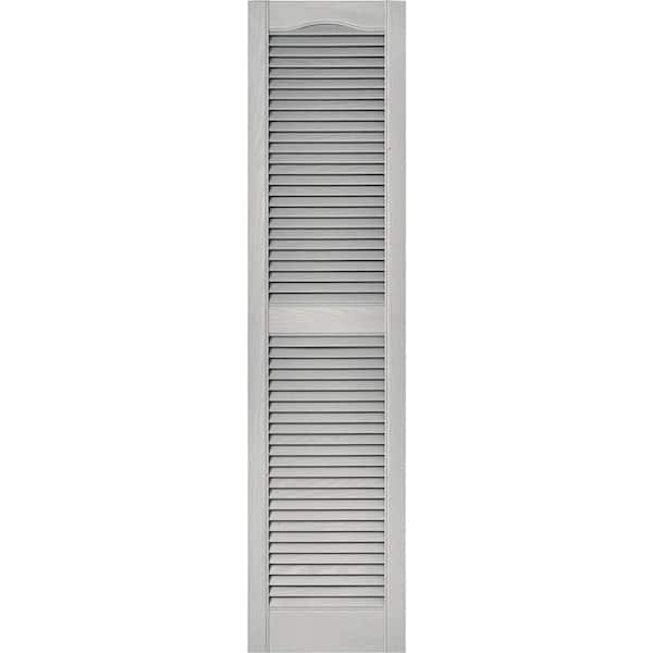 Builders Edge 15 in. x 60 in. Louvered Vinyl Exterior Shutters Pair in #030 Paintable