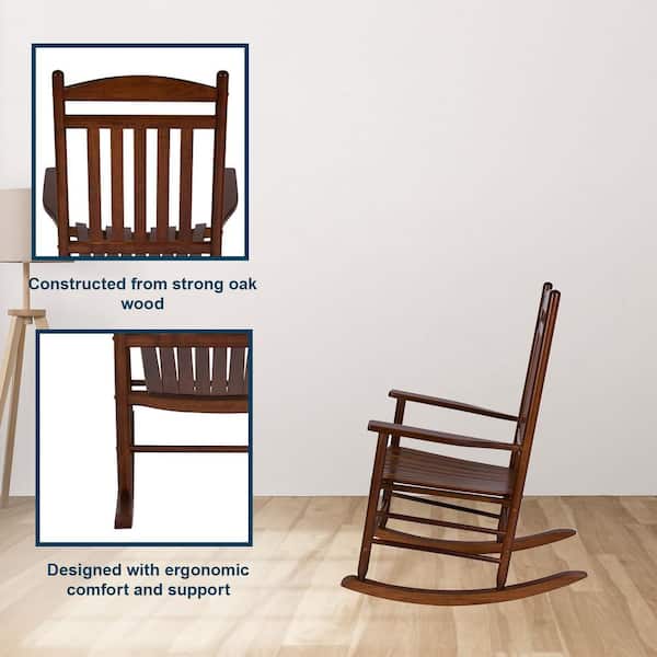 Shine Company 35.5 in. H Oak Wood Indoor/Outdoor Rocking Chair