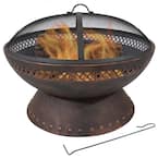 25-In Chalice Steel Fire Pit with Spark Screen - Copper Finish