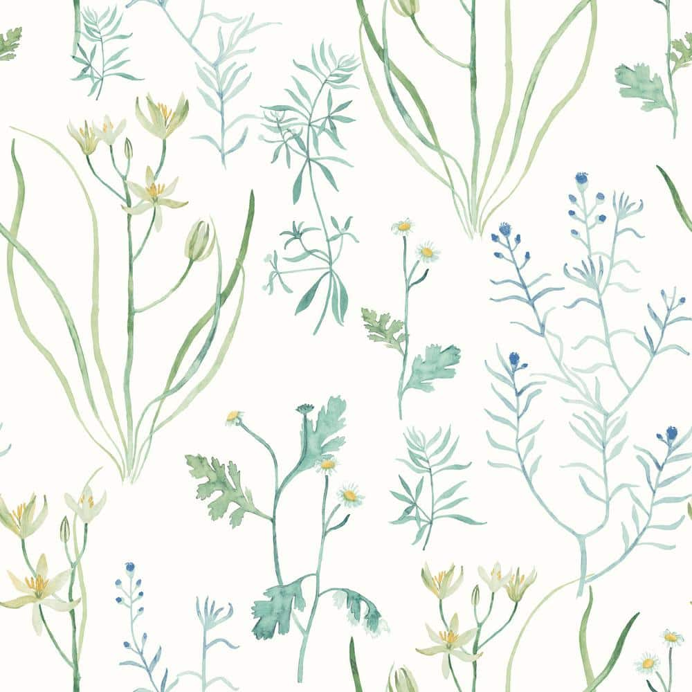 York Wallcoverings Blue Alpine Botanical Matte Non Woven Paper Peel and ...