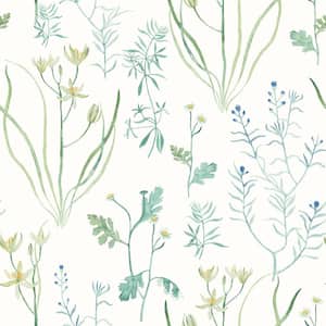 Blue Alpine Botanical Matte Non Woven Paper Peel and Stick Wallpaper Roll