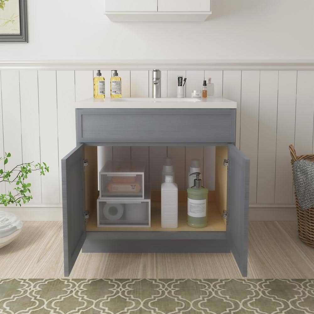 36" Smoky Gray Birch Plywood Freestanding Single Base Storage Cabinet