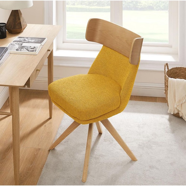Apollo Yellow Fabric Swivel Chair with Metal Base
