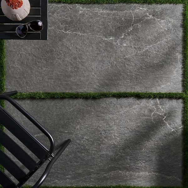 Ivy Hill Tile LithoTech 23.62 in. x 47.24 in. x 0.78 in. Graphite Gray Matte Porcelain Floor Paver Tile (7.74 sq. ft./Each)