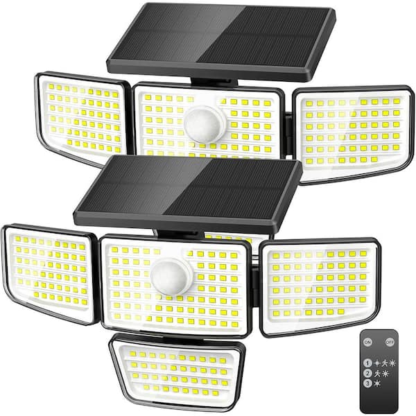 30-Watt 1000 Lumens 120° Black Motion Activated Outdoor Integrated LED Flood Light Adjustable Panels (2-Pack)