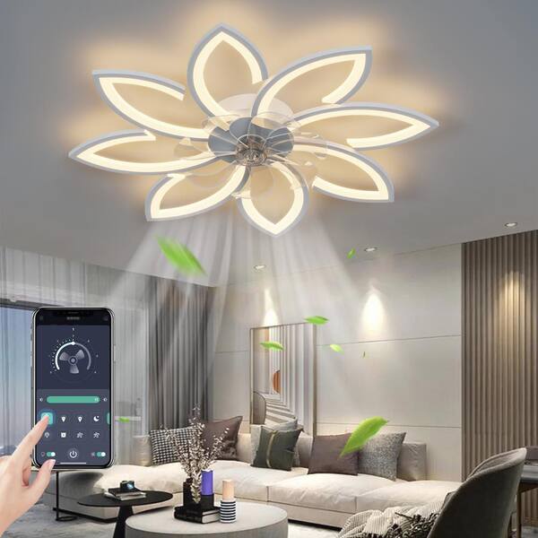 TALOYA BreezeGlow 22-in Matt White With Matte Blades LED Flush Mount Ceiling Fan With Light And Remote Control Included 3 -Blade One_size