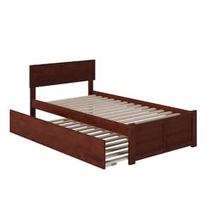 Orlando Twin Extra Long Bed with Footboard and Twin Extra Long Trundle in Walnut