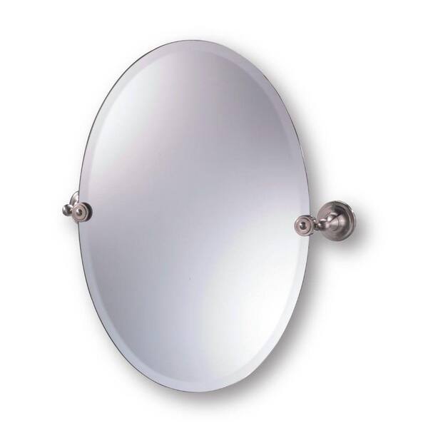 Moderno Diviana 20 in. x 24 in. Oval Pivot Mirror in Brushed Nickel-DISCONTINUED