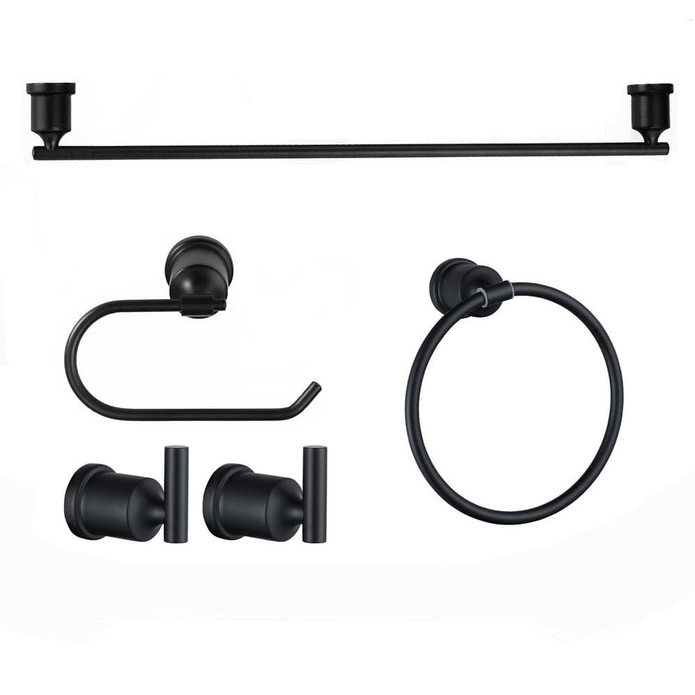 ALEASHA 5Piece Bath Hardware Set with Mounting Hardware in Matte Black