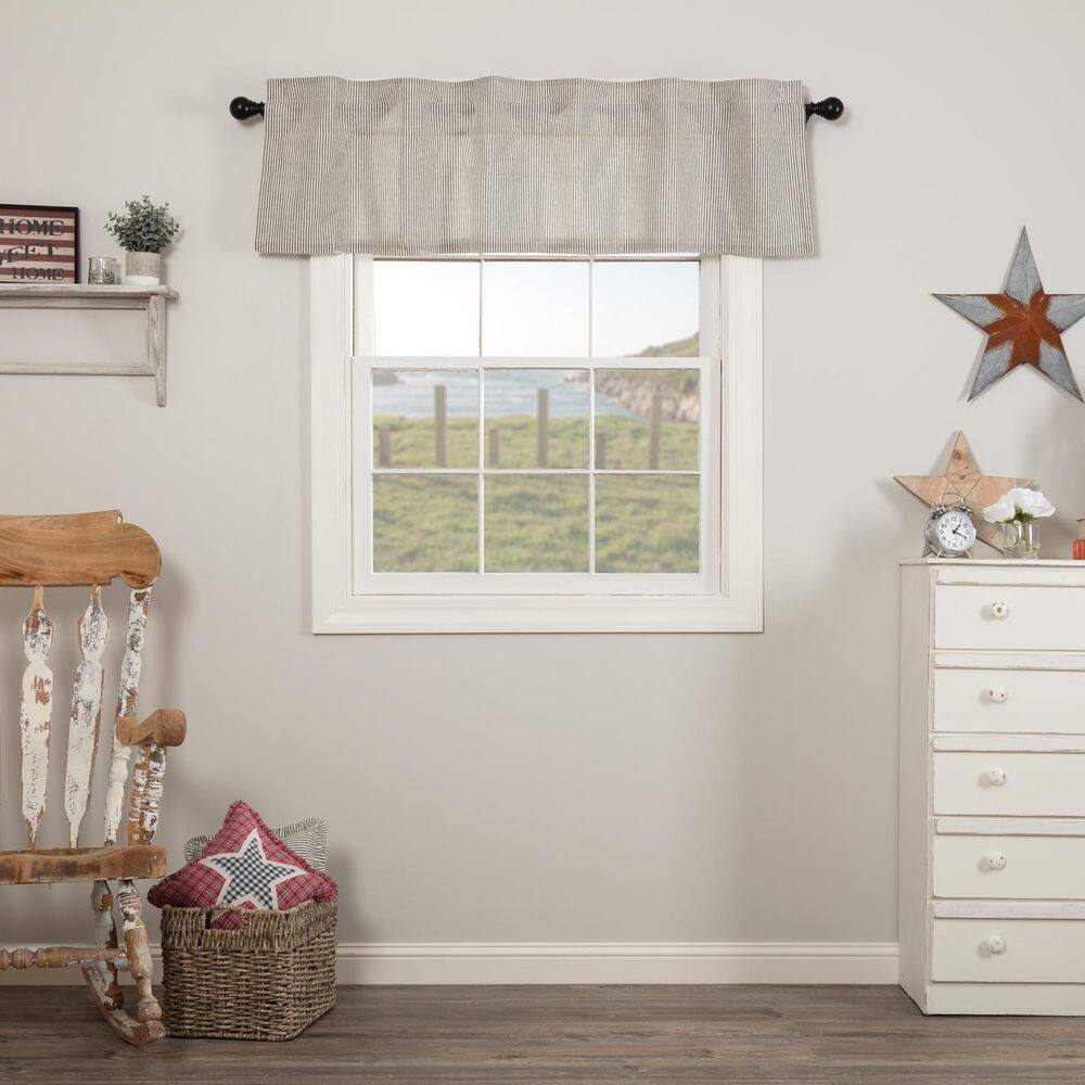 Hatteras Seersucker Ticking Stripe 60 in. L x 16 in. W Cotton Valance in Denim Blue Cotton White price history on PriceWatchPro