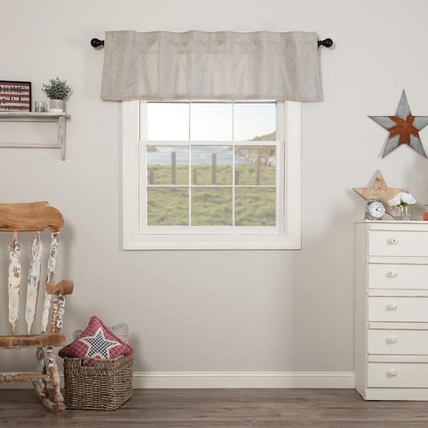 VHC BRANDS Hatteras Seersucker Ticking Stripe 60 in. L x 16 in. W Cotton Valance in Denim Blue Cotton White