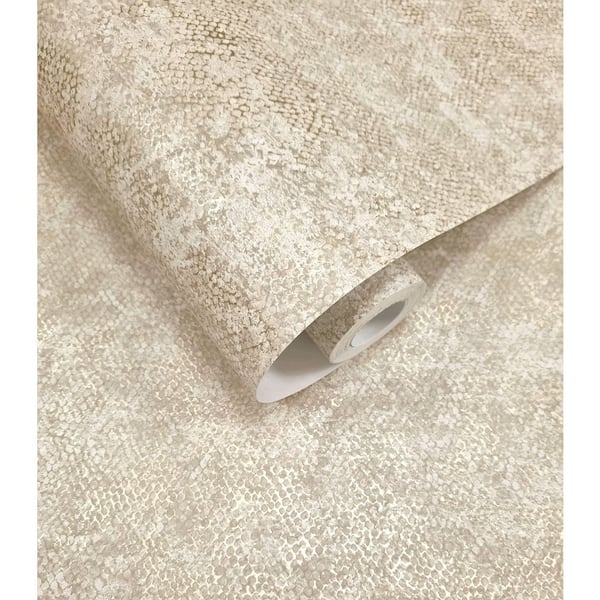 Cream Serpent Luxe Textured Wallpaper Print Non-Woven Non-Pasted Textured Wallpaper 57 sq. ft.