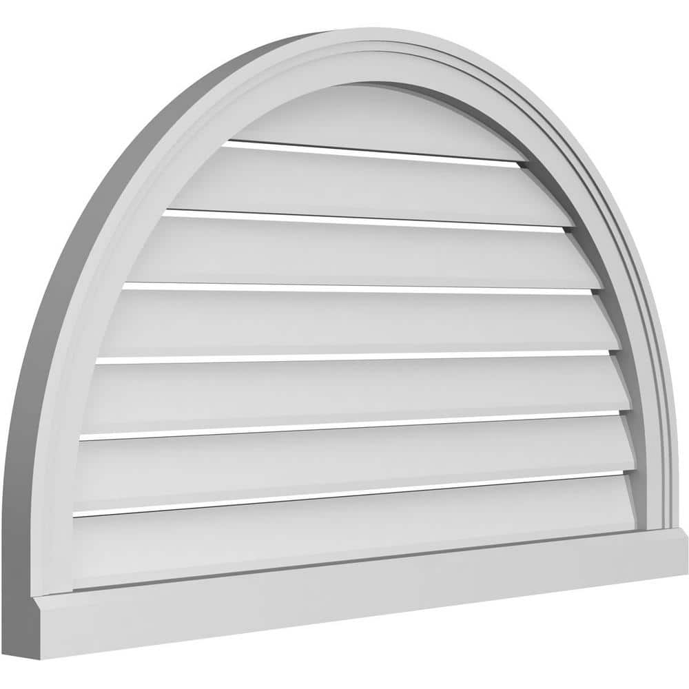 Classic 36"x22" Round Top PVC Gable Vent with Brickmould Sill Frame