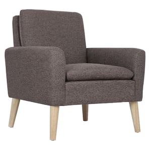 29 in. Wide Brown Modern Linen Accent Single Armchair