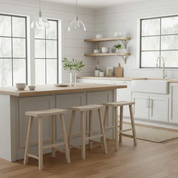 Unfinished Wood Unfinished Saddle Bar Stools International