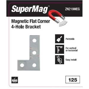 4-Hole Flat Corner Bracket with Magnets - Strut Fitting - Silver Galvanized