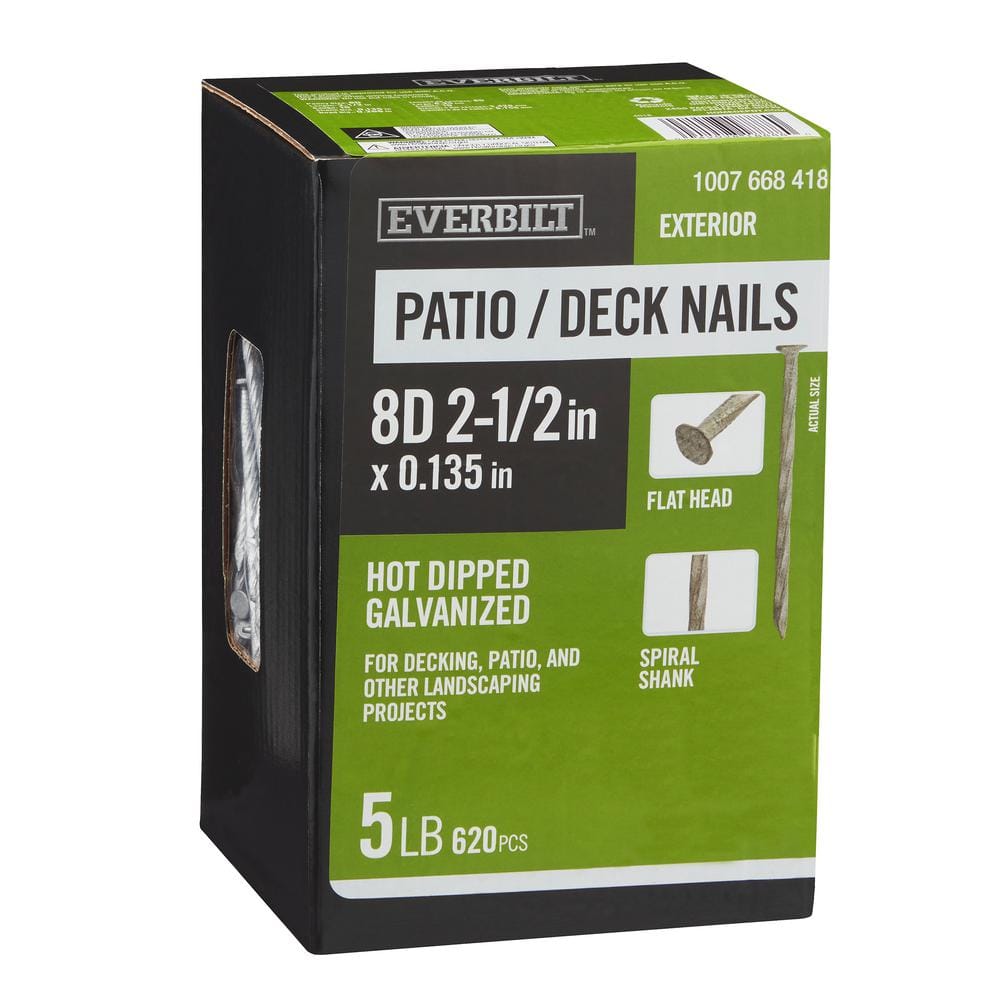 2-1/2 in. x 8D Hot Dipped Galvanized Deck Nails 5 lbs. (620-Count) price history on PriceWatchPro