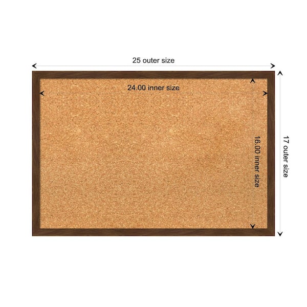 Amanti Art Furniture Espresso Narrow Framed Cork Bulletin Memo Board 32-Inch x 24-Inch, Brown