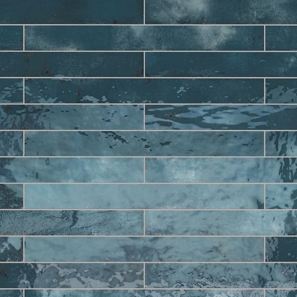 Scottsdale Blue 2 in. x 18 in. Porcelain Floor and Wall Tile (7.42 sq. ft. /Case)