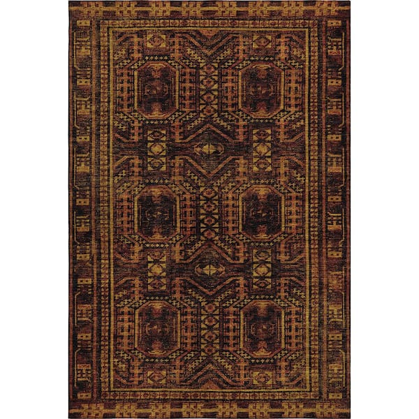 Mayfield Premium Machine Washable Abstract AMF1920 Paprika 3 ft. x 5 ft. Area Rug