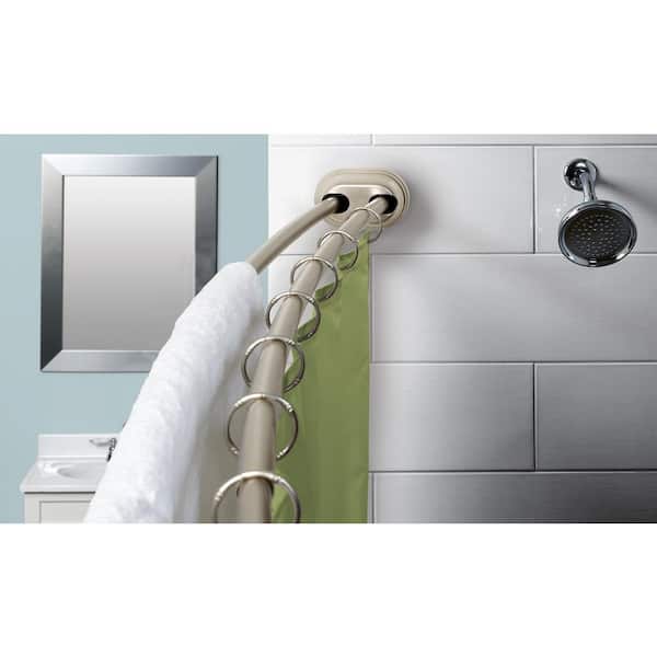 Zenna Home Neverrust 72 In Aluminum, Zenna Home Neverrust Aluminum Double Curved Tension Shower Curtain Rod