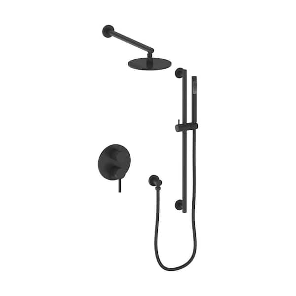 ZLINE Kitchen and Bath El Dorado 2-Spray Patterns with 2.0 GPM 7.9" Wall mount Dual Shower Heads Shower System in Matte Black