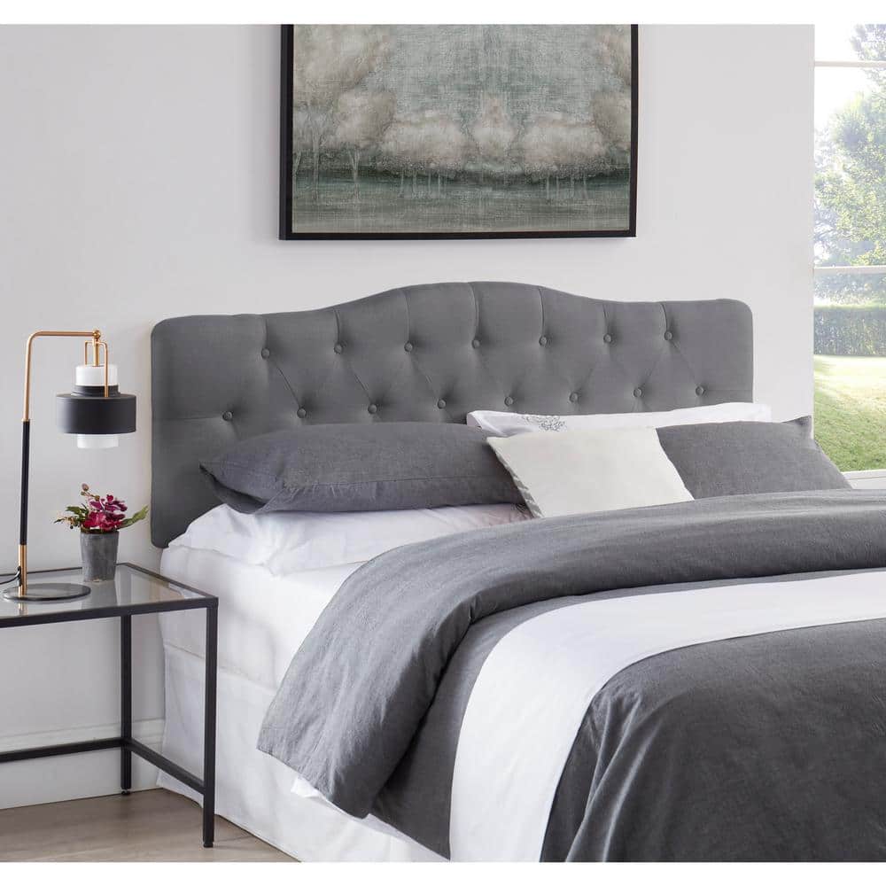 HOMESTOCK Light Gray Headboards for Full Size Bed, Upholstered Button Tufted Bed Headboard