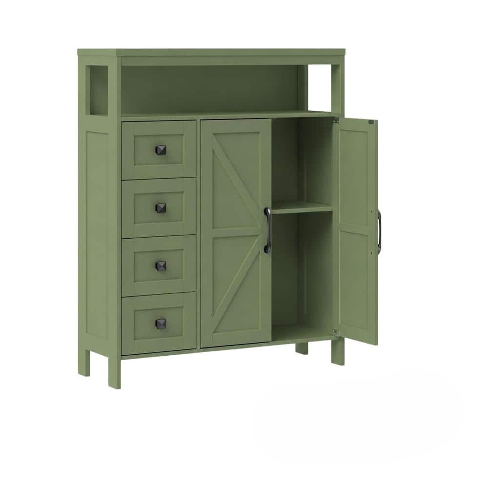 29.13 in. W x 39.27 in. H Rectangular Wood Medicine Cabinet without Mirror in Green with 2 Doors and 4 Drawers
