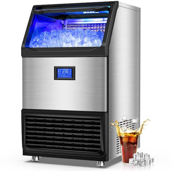 26.54 in.450 lb./24 H Half Size Cube Freestanding Commercial Ice Maker with 185 lb. Storage, Stainless Steel