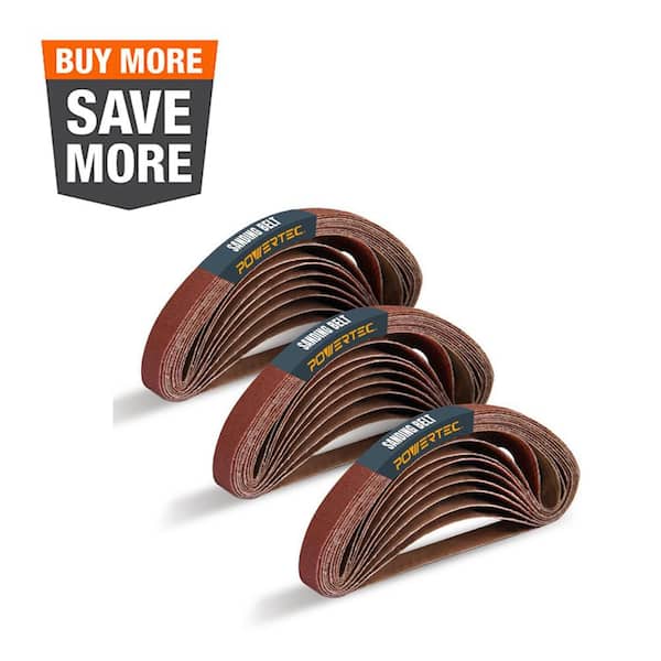 1/2 in. x 18 in. 40/80/180-Grit Aluminum Oxide Sanding Belts (60-Pack)