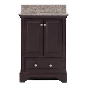 Stratfield 25 in. W x 22 in. D x 39 in. H Single Sink  Bath Vanity in Chocolate with Mineral Gray Cultured Marble Top