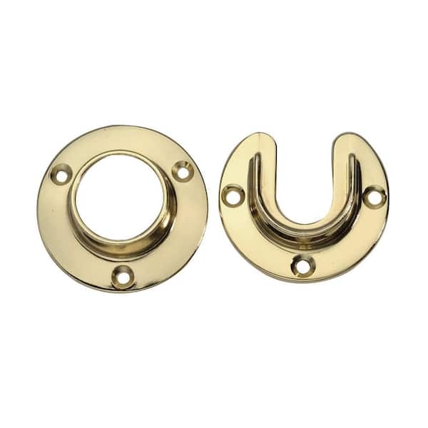 1-5/16 in. Polished Brass Heavy Duty Closet Rod Flange Set of Pair