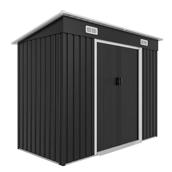 Outdoor Storage Shed 8 ft. W x 4 ft. D Metal Shed (26 sq. ft.) with Sliding Door, Black