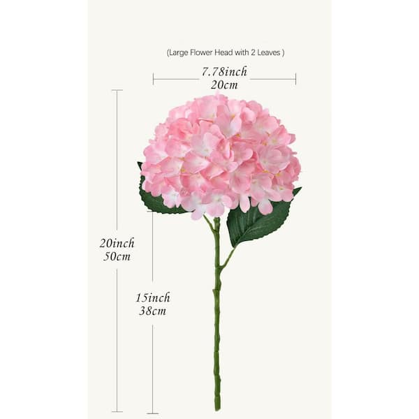 4-Pieces 20 in. Peach Pink Indoor/Outdoor Artificial Hydrangea