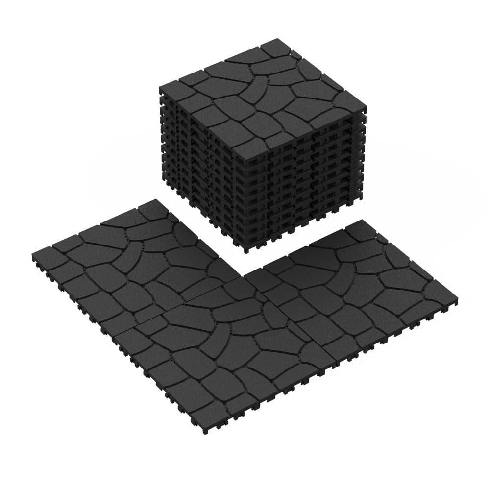 Plastic Floor Pavers 12 in. x 12 in. Patio Deck Tiles 0.8 in. H Interlockin