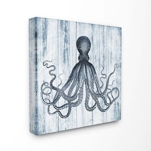 30 in. x 30 in. "Blue Distressed Octopus Ocean Animal Illustration" by Piddix Printed Canvas Wall Art