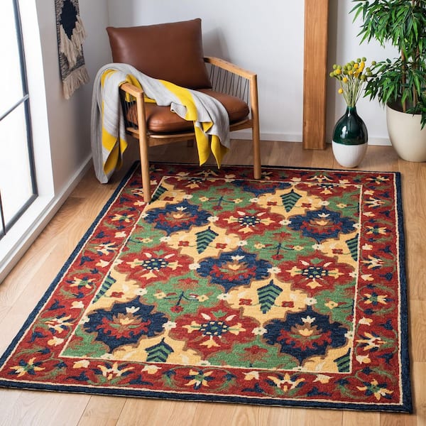 Heritage 6 ft. x 9 ft. Red/Green Border Floral Area Rug