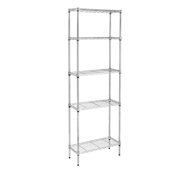 Unbranded Honey Can Do Steel 24 in. W x 72 in. H x 10 in. D 5-Tier Space Saving Garage Storage Shelving Unit, Chrome
