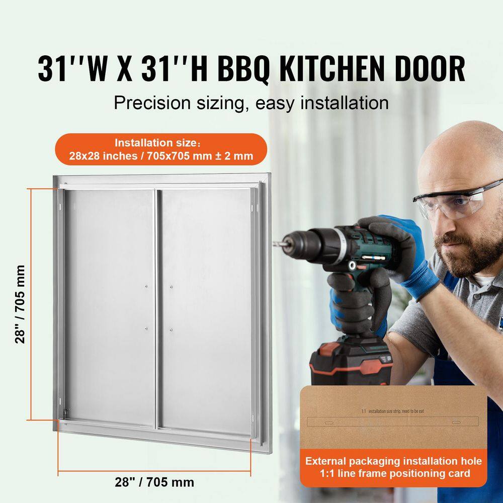 31" x 31" Stainless Steel Double Door Outdoor Kitchen Cabinet