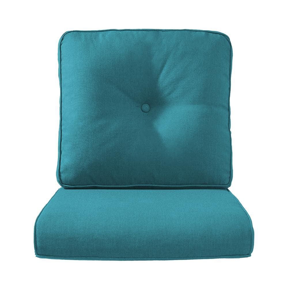 22 in. x 24 in. 2-Piece CushionGuard Outdoor Lounge Chair Deep Seat Replacement Cushion Set in Peacock Blue price history on PriceWatchPro