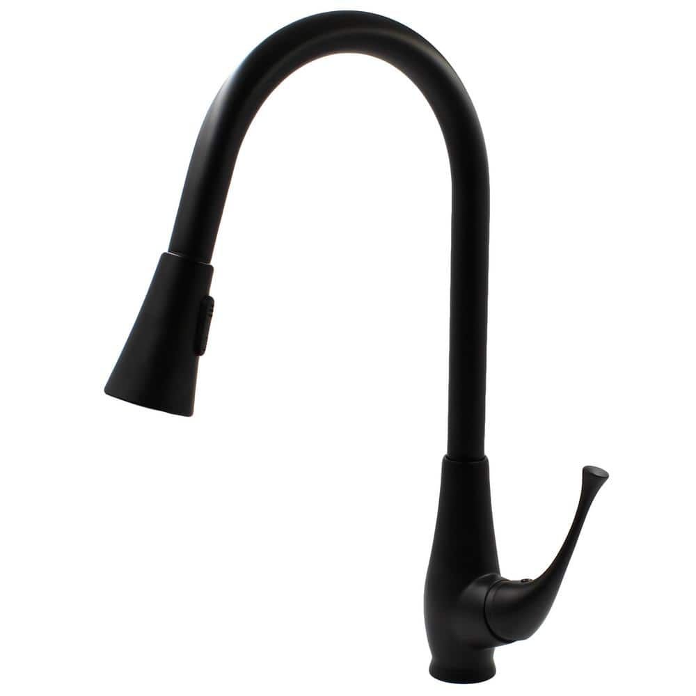Matte Black Brass Single Handle Pull Down Kitchen Faucet