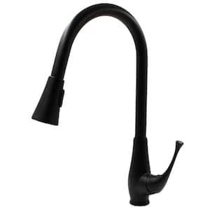 Single Hole Single-Handle Pull Down Sprayer Kitchen Faucet in Matte Black
