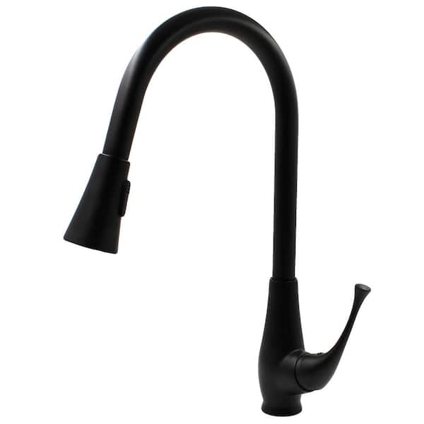 Novatto Single Hole Single-Handle Pull Down Sprayer Kitchen Faucet in Matte Black
