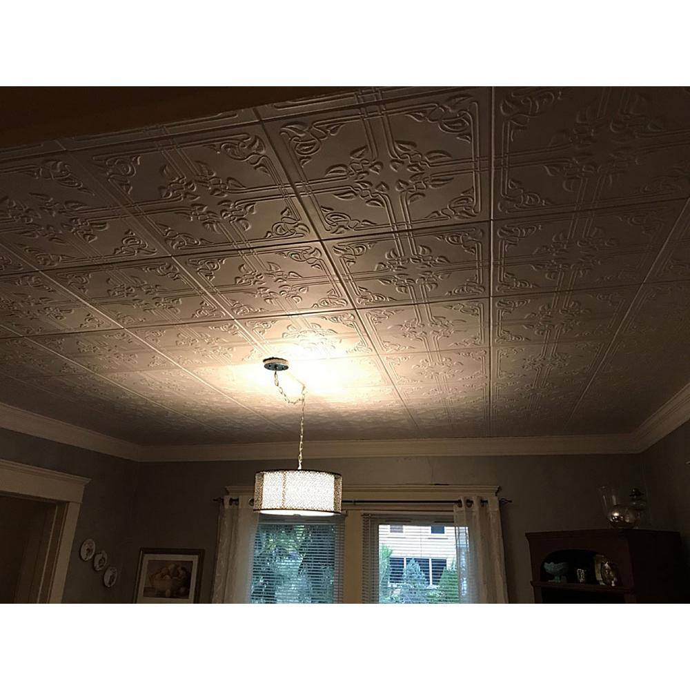 Plain White Polystyrene Ivy Leaves Glue-up Ceiling Tile