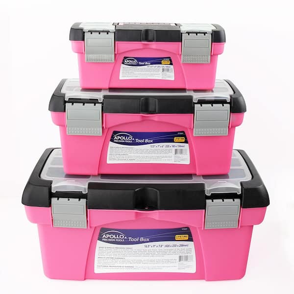 Apollo 10 in., 12.5 in. and 16 in. Tool Box in Pink (3-Components