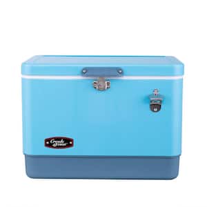 54- Quart Portable Cooler, 4-Day Ice Retention Chest Box for Camping, Blue