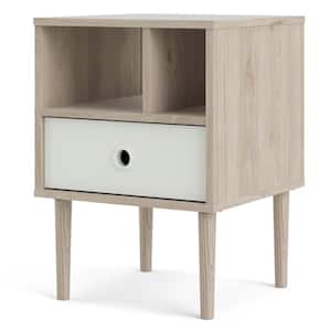 Rome 1-Drawer Jackson Hickory and White Matte Nightstand with 2-Shelves 22.09 in. H x 15.91 in. W x 15.83 in. D