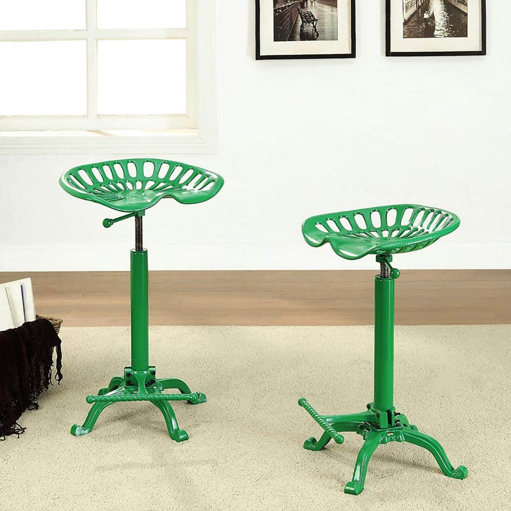 Vintage Industrial Green Metal Adjustable Tractor Seat Stool