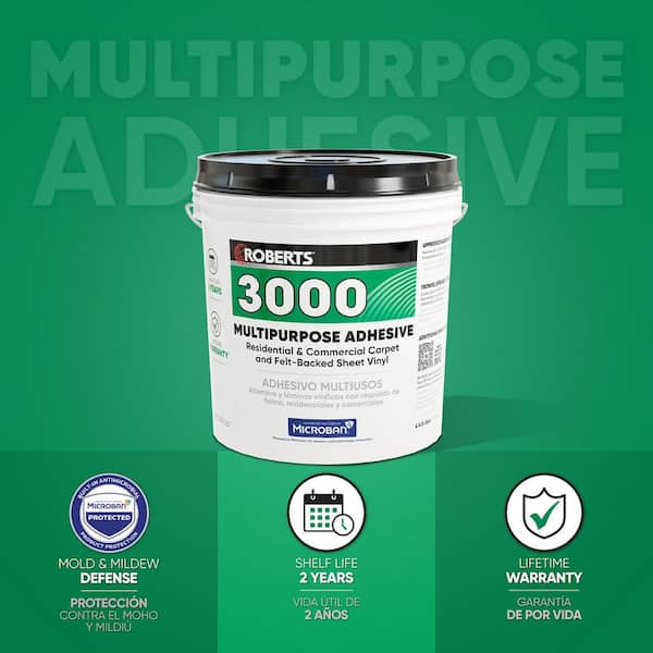 3000 4 Gal. 24 Hour Dry Time Multipurpose Carpet and Felt-Backed Sheet Vinyl Floor Adhesive in Beige